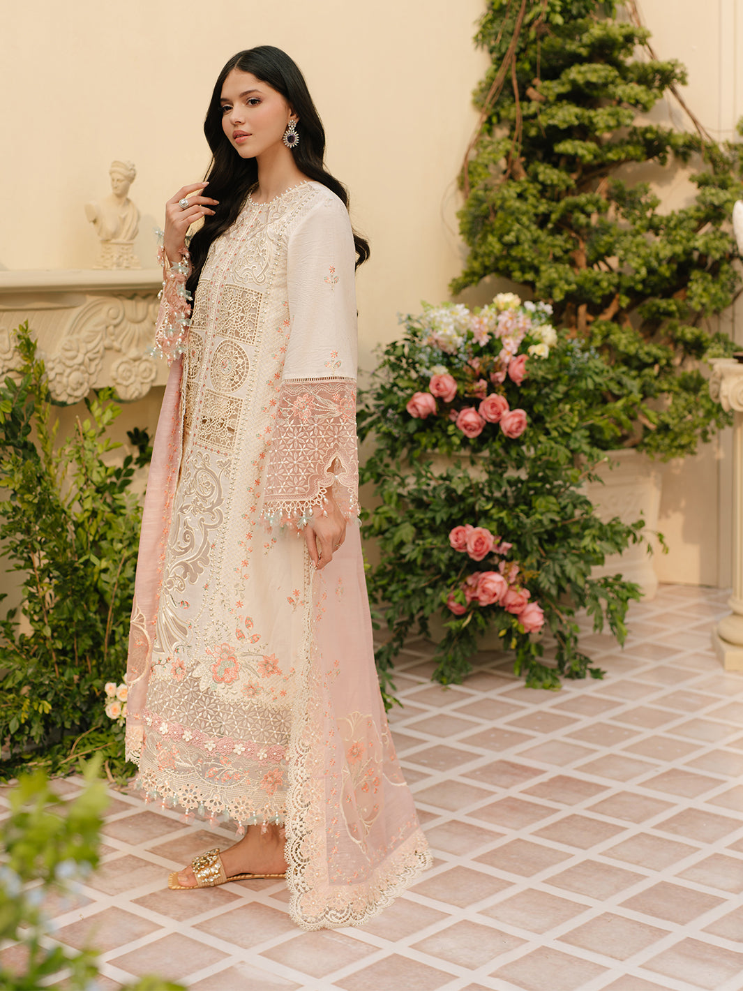 Bin Ilyas | Freesia Embroidered Lawn 25 | 107 - B - Official Bin Ilyas stockist in UK - Sakeena London