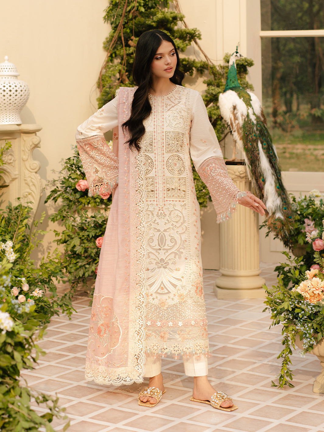 Bin Ilyas | Freesia Embroidered Lawn 25 | 107 - B - Official Bin Ilyas stockist in UK - Sakeena London
