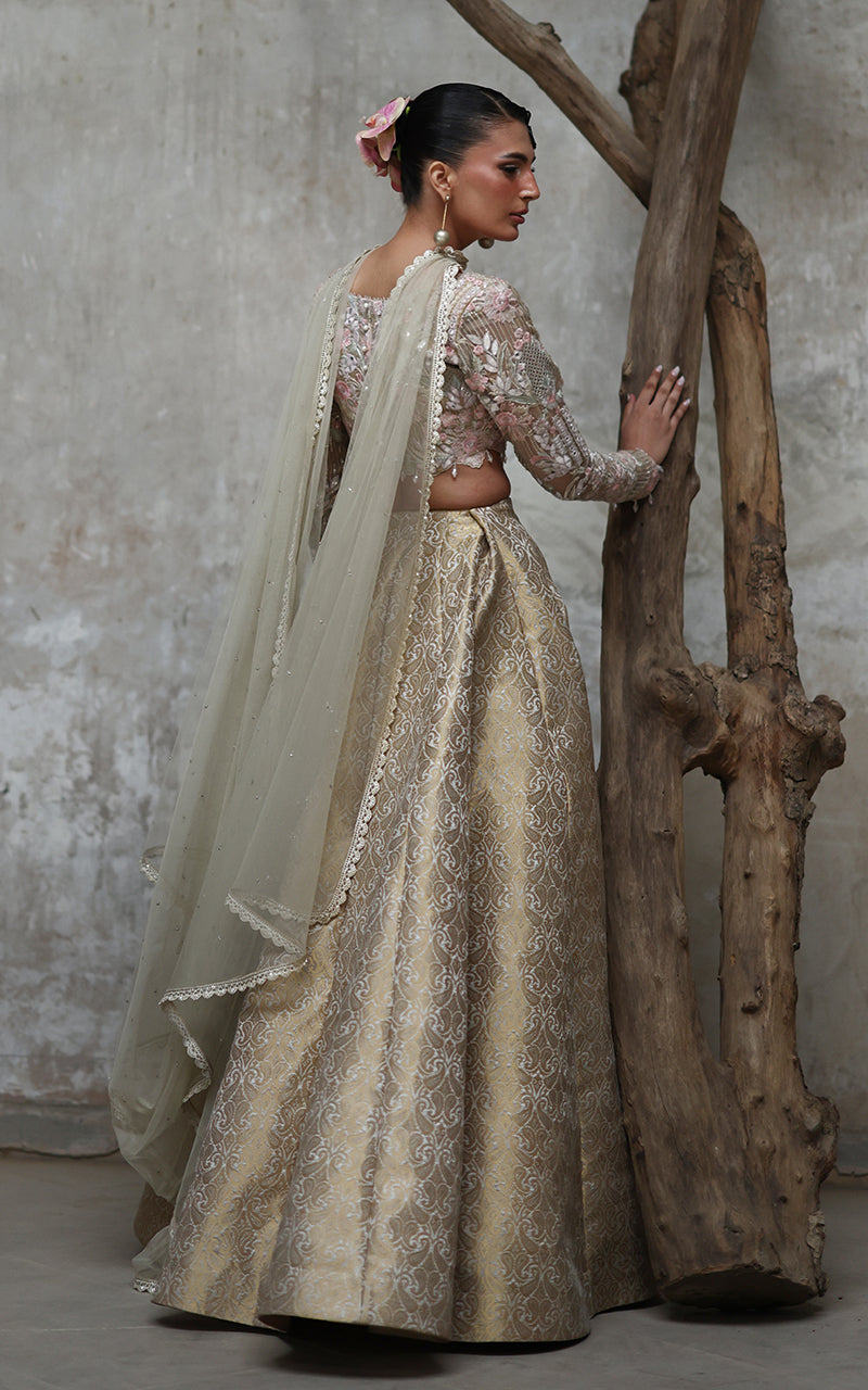 Threads and Motifs | Formal Dresses 25 | Organza Embroidered Blouse With Lehenga - Official Threads and Motifs stockist in UK - Sakeena London