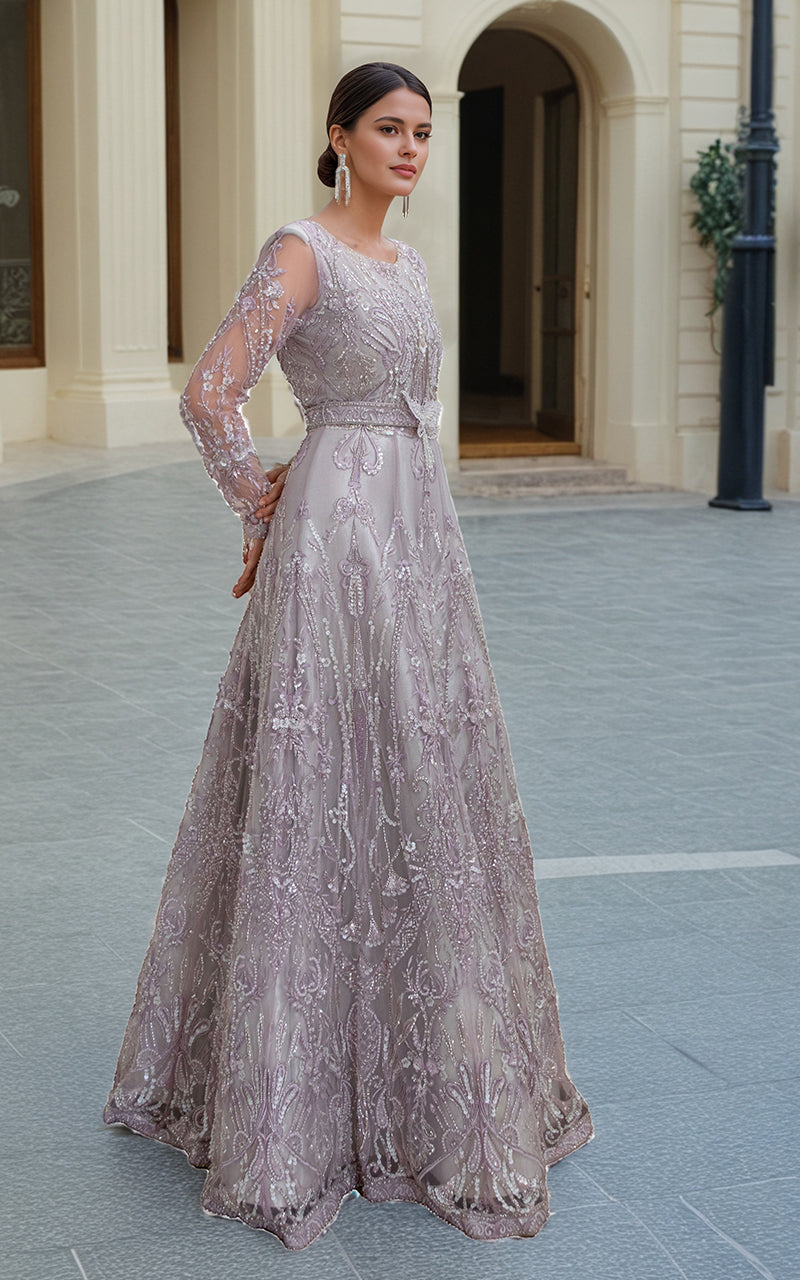 Threads and Motifs | Formal Dresses 25 | Net Embroidered Maxi - Official Threads and Motifs stockist in UK - Sakeena London