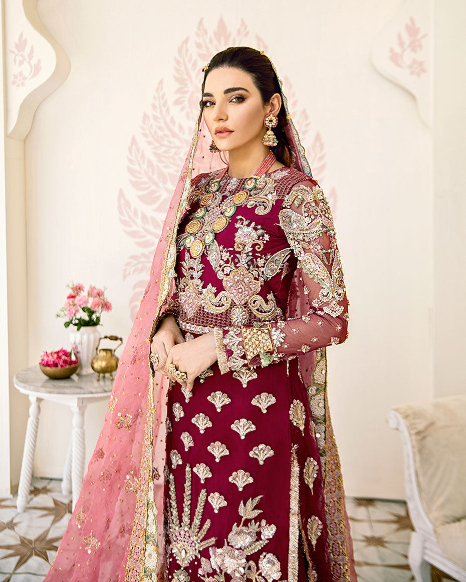 Gulaal | Wedding Formals | Pois Embroidered Net 3-Piece Suit WS-08 - Official Gulaal stockist in UK - Sakeena London