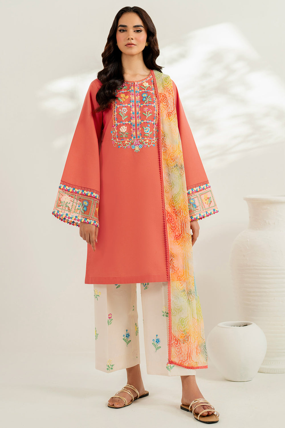 Farasha | Thread Lines Embroidered | Suncharm Glow - Official Farasha stockist in UK - Sakeena London