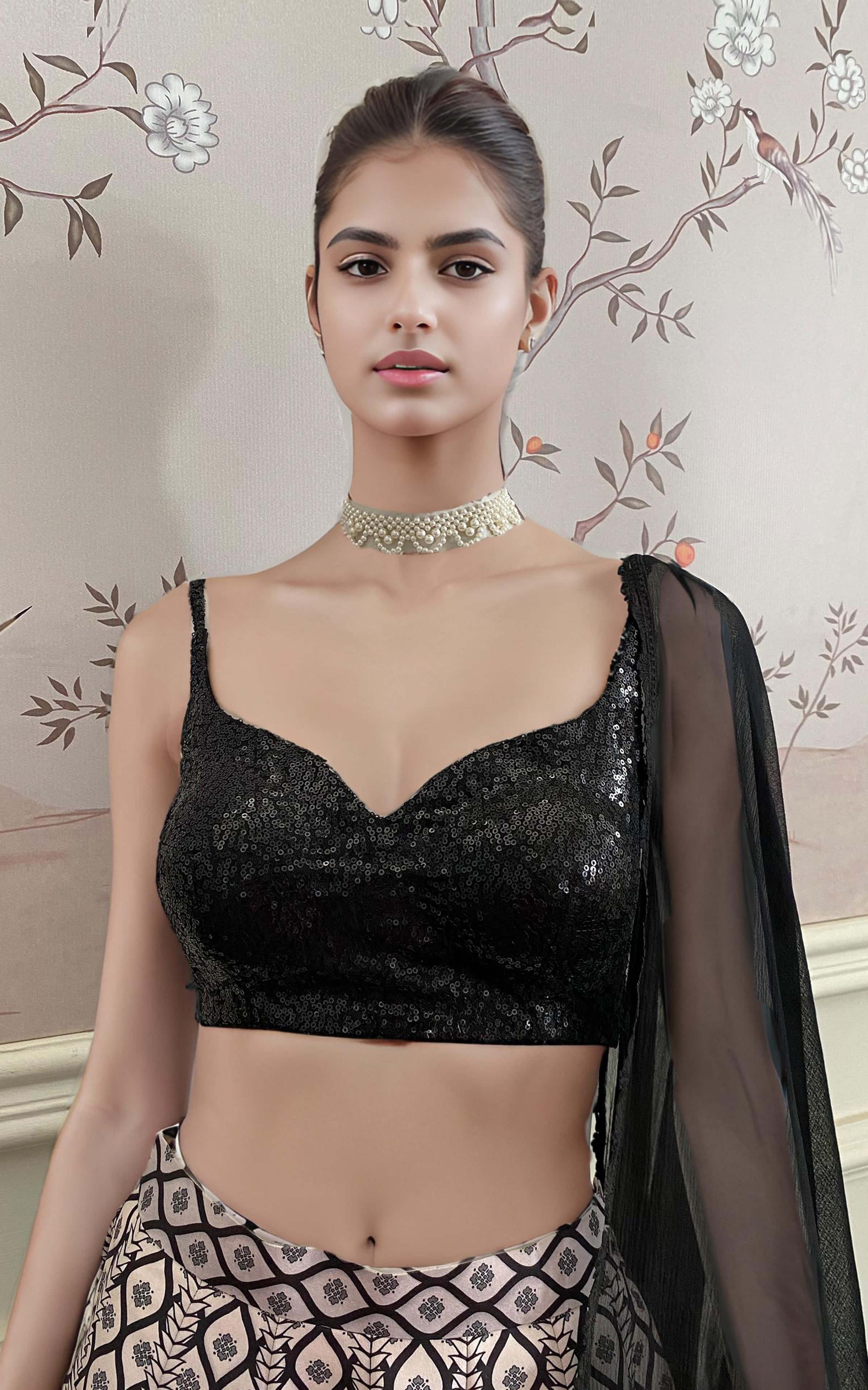 Threads and Motifs | Formal Dresses 25 | Sequins Blouse With Printed Lehenga And Dupatta - Official Threads and Motifs stockist in UK - Sakeena London