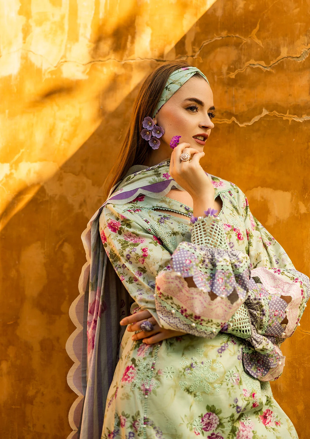Elaf Premium | Print Chikankari 25 | ELK-03A FLOREALE - Official Elaf Premium stockist in UK - Sakeena London