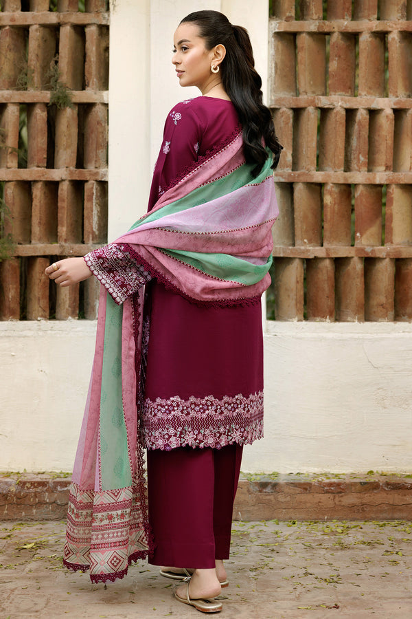 Farasha | Summer Weaves Embroidered Lawn | Satin Ruby - Official Farasha stockist in UK - Sakeena London