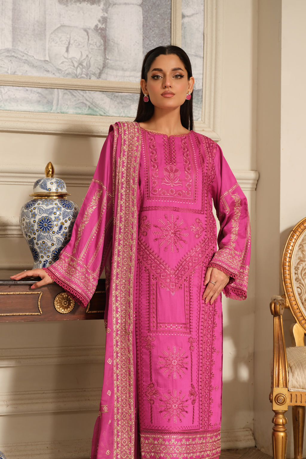 Johra | Silsila Embroidered Viscose | JH-255-SIL - Official Johra stockist in UK - Sakeena London