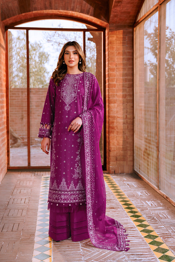 Farasha | Dastoor Embroidered Lawn SS24 | TEMPTING BERY - Official Farasha stockist in UK - Sakeena London