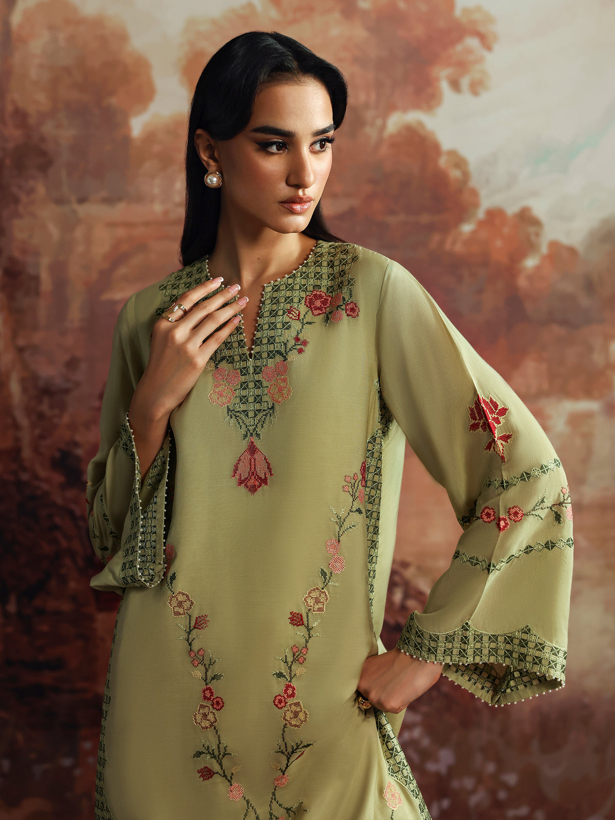 Caia | Embroidered Edit | Olive Bloom - Official Caia stockist in UK - Sakeena London