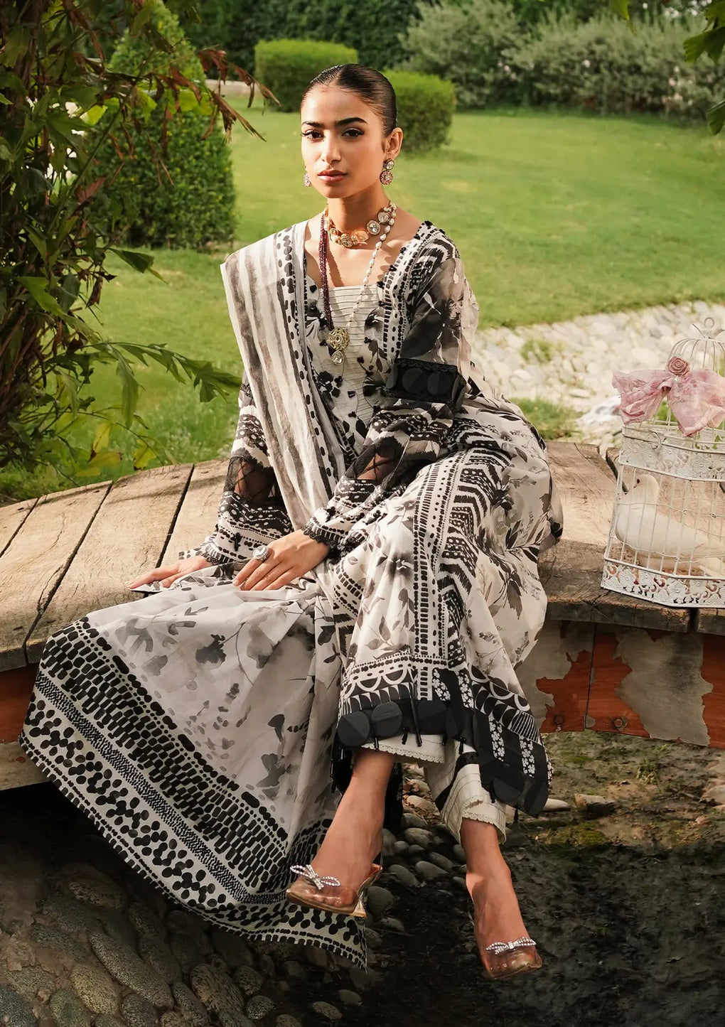 Elaf Premium | Printed Collection 24 | EEP-07B - Black Blossom - Official Elaf Premium stockist in UK - Sakeena London