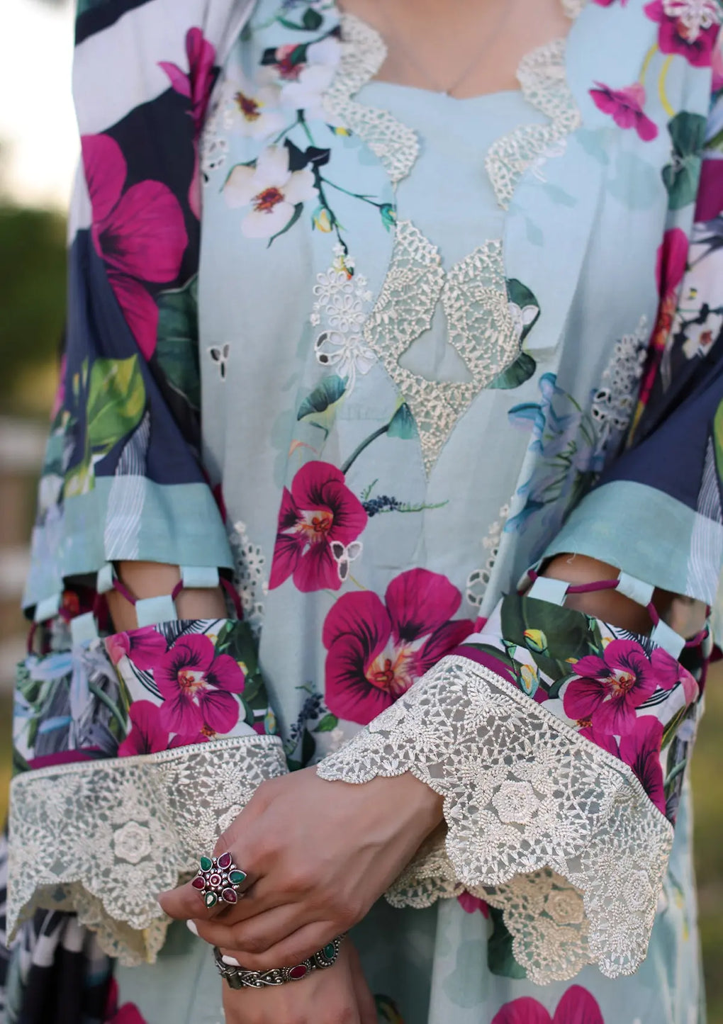 Elaf Premium | Prints Chikankari 24 | 01B AQUABELLA - Official Elaf Premium stockist in UK - Sakeena London