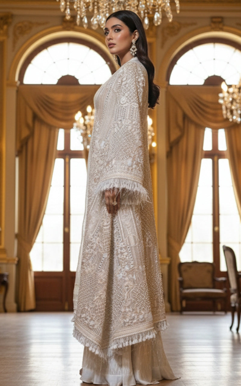 Threads and Motifs | Formal Dresses 25 | Organza Embroidered Jacket - Official Threads and Motifs stockist in UK - Sakeena London