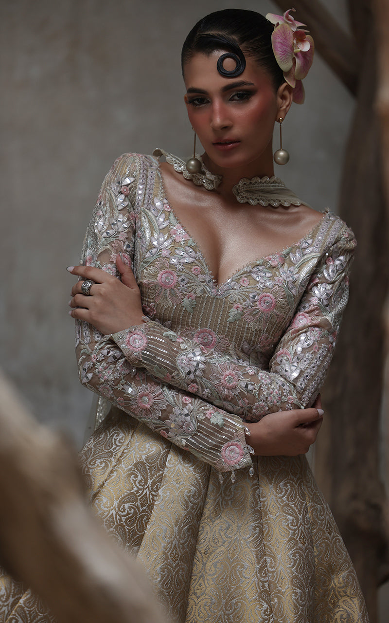 Threads and Motifs | Formal Dresses 25 | Organza Embroidered Blouse With Lehenga - Official Threads and Motifs stockist in UK - Sakeena London