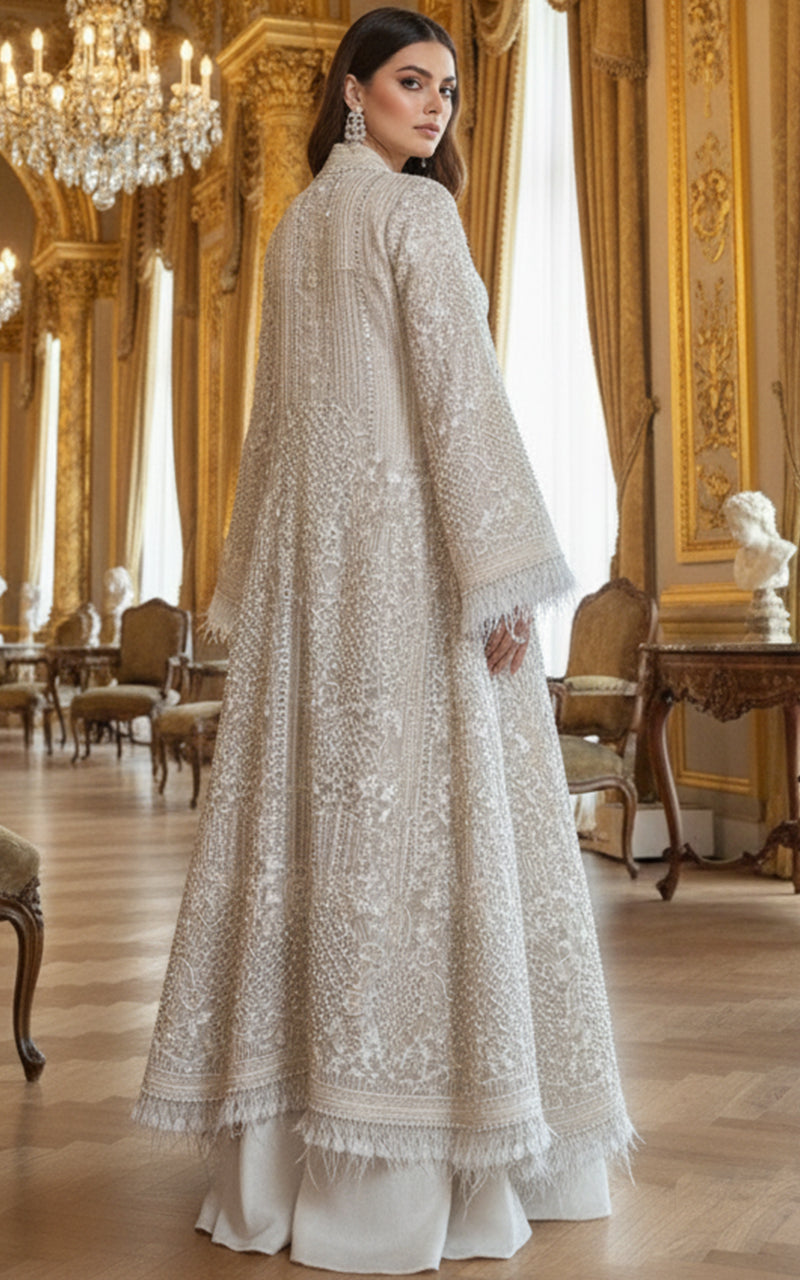 Threads and Motifs | Formal Dresses 25 | Organza Embroidered Jacket - Official Threads and Motifs stockist in UK - Sakeena London