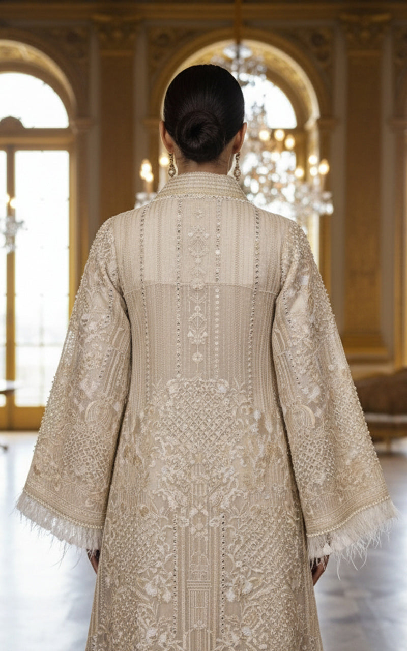 Threads and Motifs | Formal Dresses 25 | Organza Embroidered Jacket - Official Threads and Motifs stockist in UK - Sakeena London