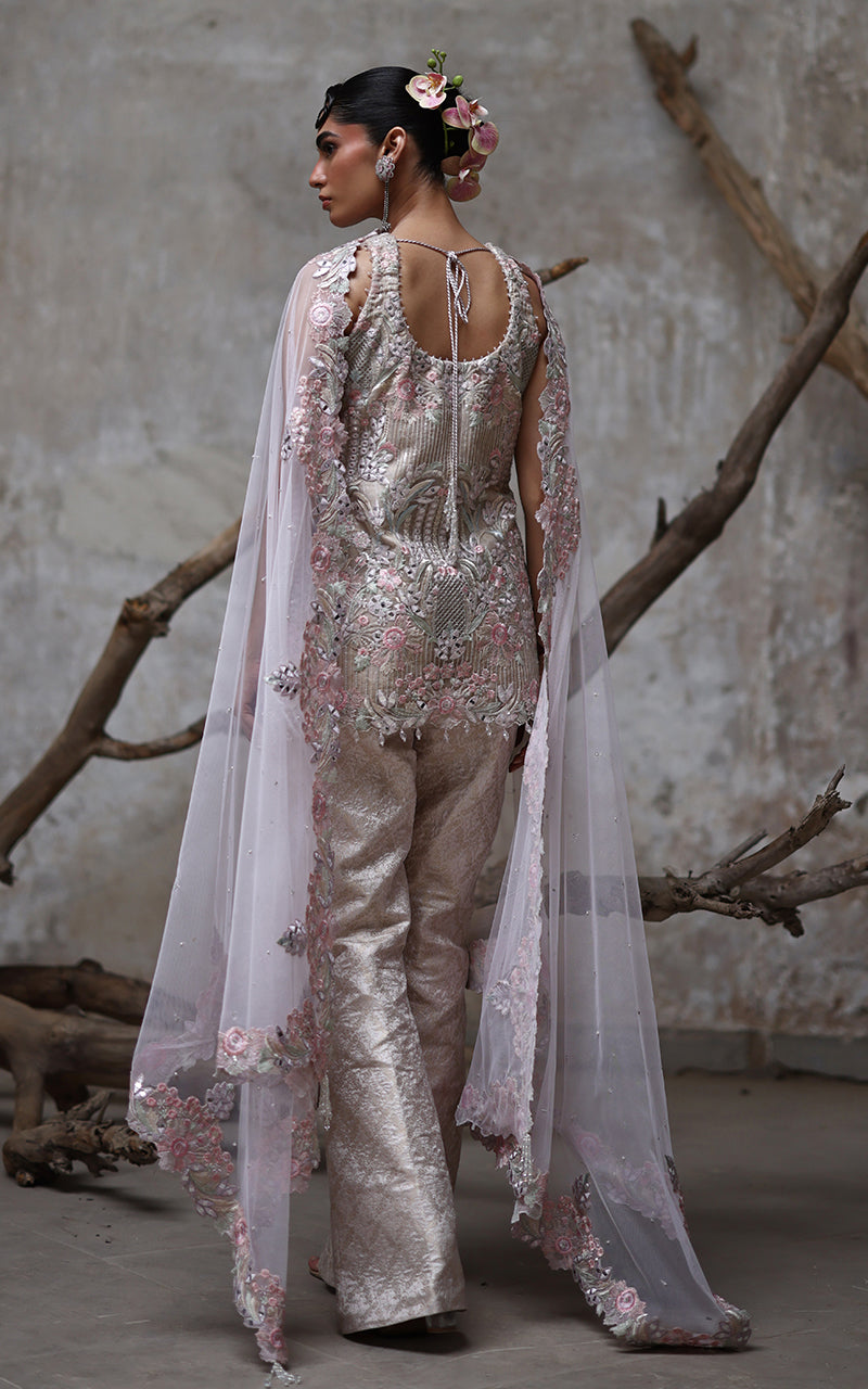 Threads and Motifs | Formal Dresses 25 | Organza Embroidered Shirt - Official Threads and Motifs stockist in UK - Sakeena London
