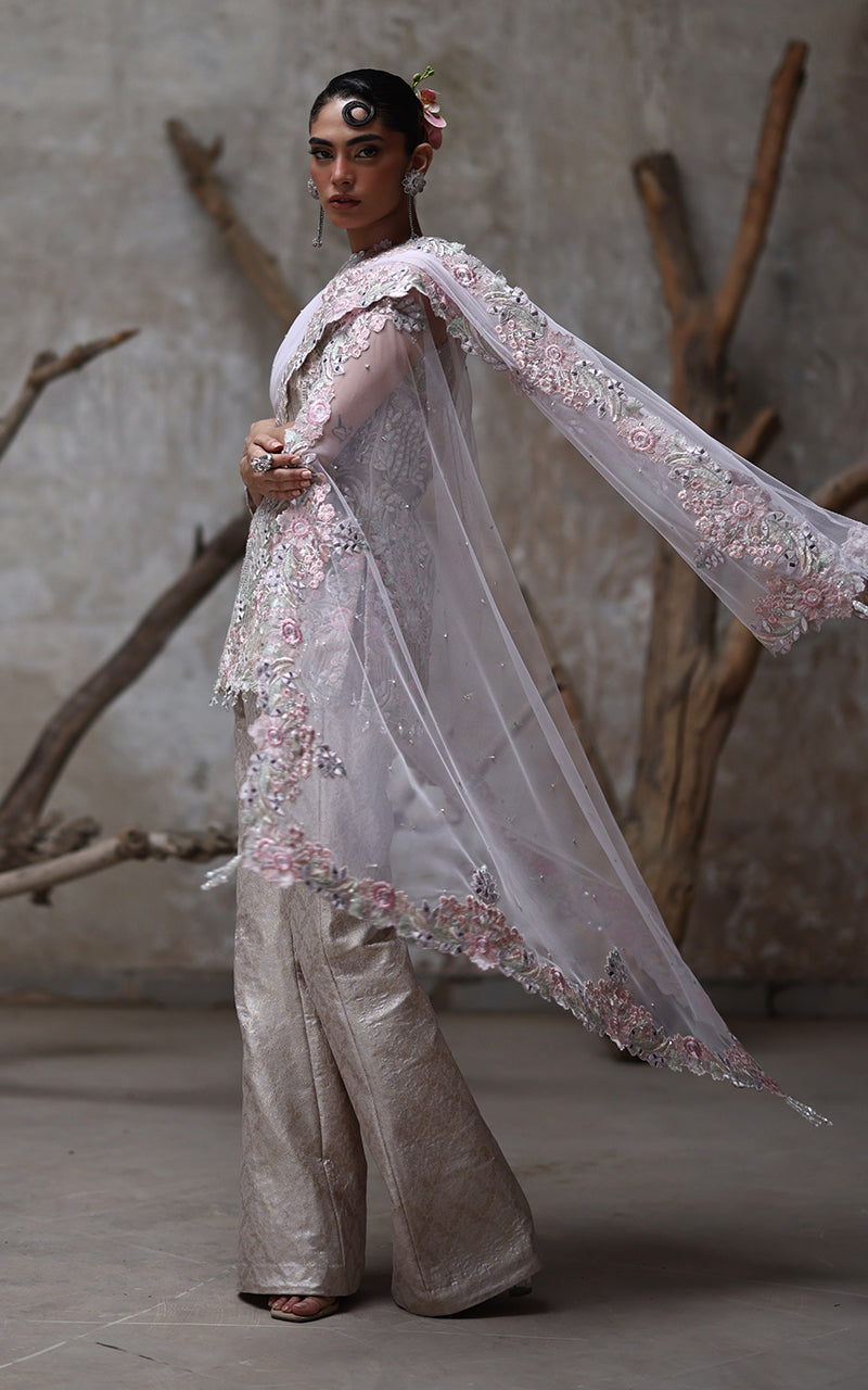 Threads and Motifs | Formal Dresses 25 | Organza Embroidered Shirt - Official Threads and Motifs stockist in UK - Sakeena London