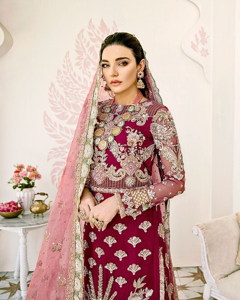 Gulaal | Wedding Formals | Pois Embroidered Net 3-Piece Suit WS-08 - Official Gulaal stockist in UK - Sakeena London