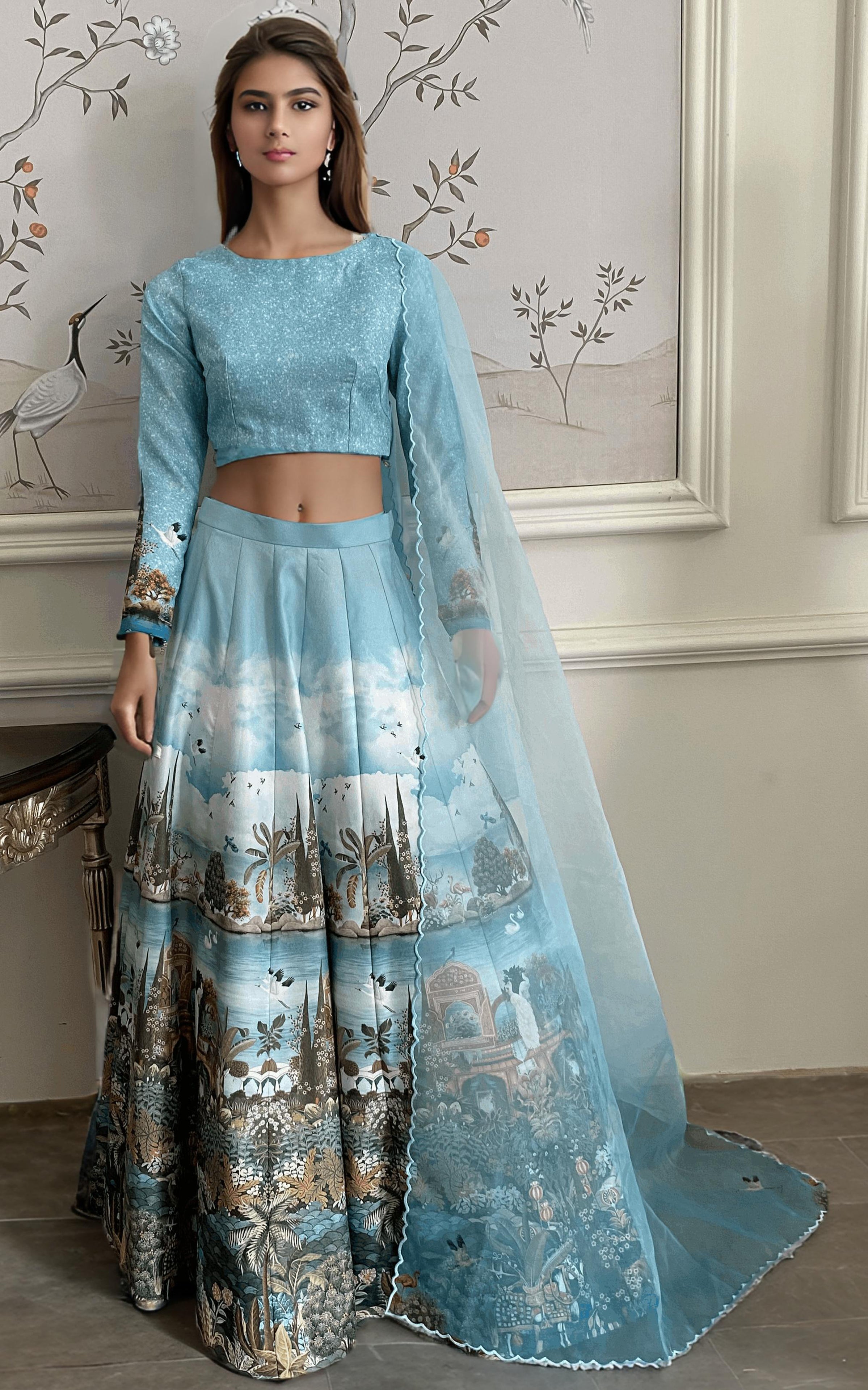 Threads and Motifs | Formal Dresses 25 | Printed Blouse With Printed Lehenga And Dupatta - Official Threads and Motifs stockist in UK - Sakeena London