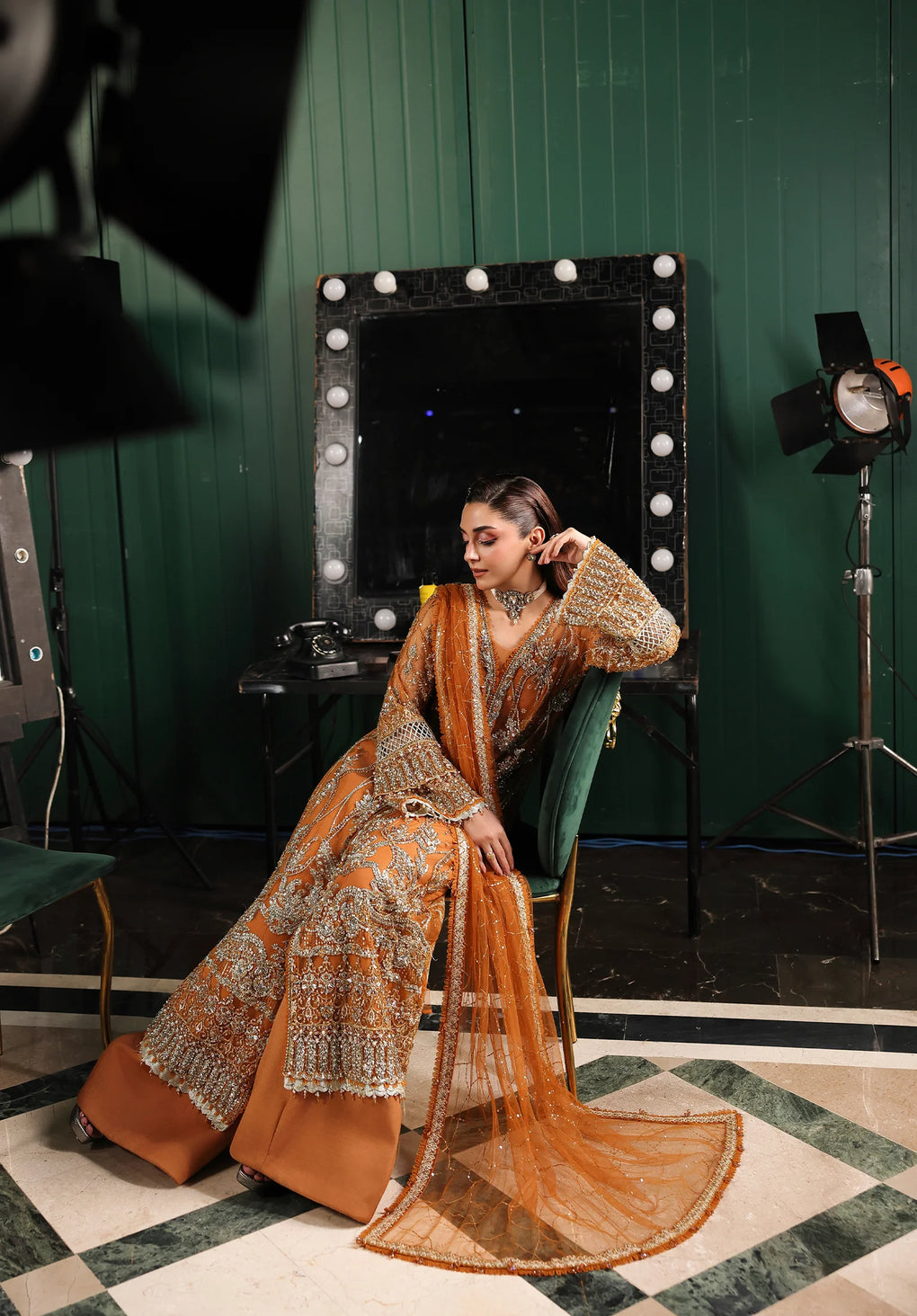 Elaf Premium | Stardom Formal Handwork 25 | ESH-09 SAFFRON - Official Elaf Premium stockist in UK - Sakeena London
