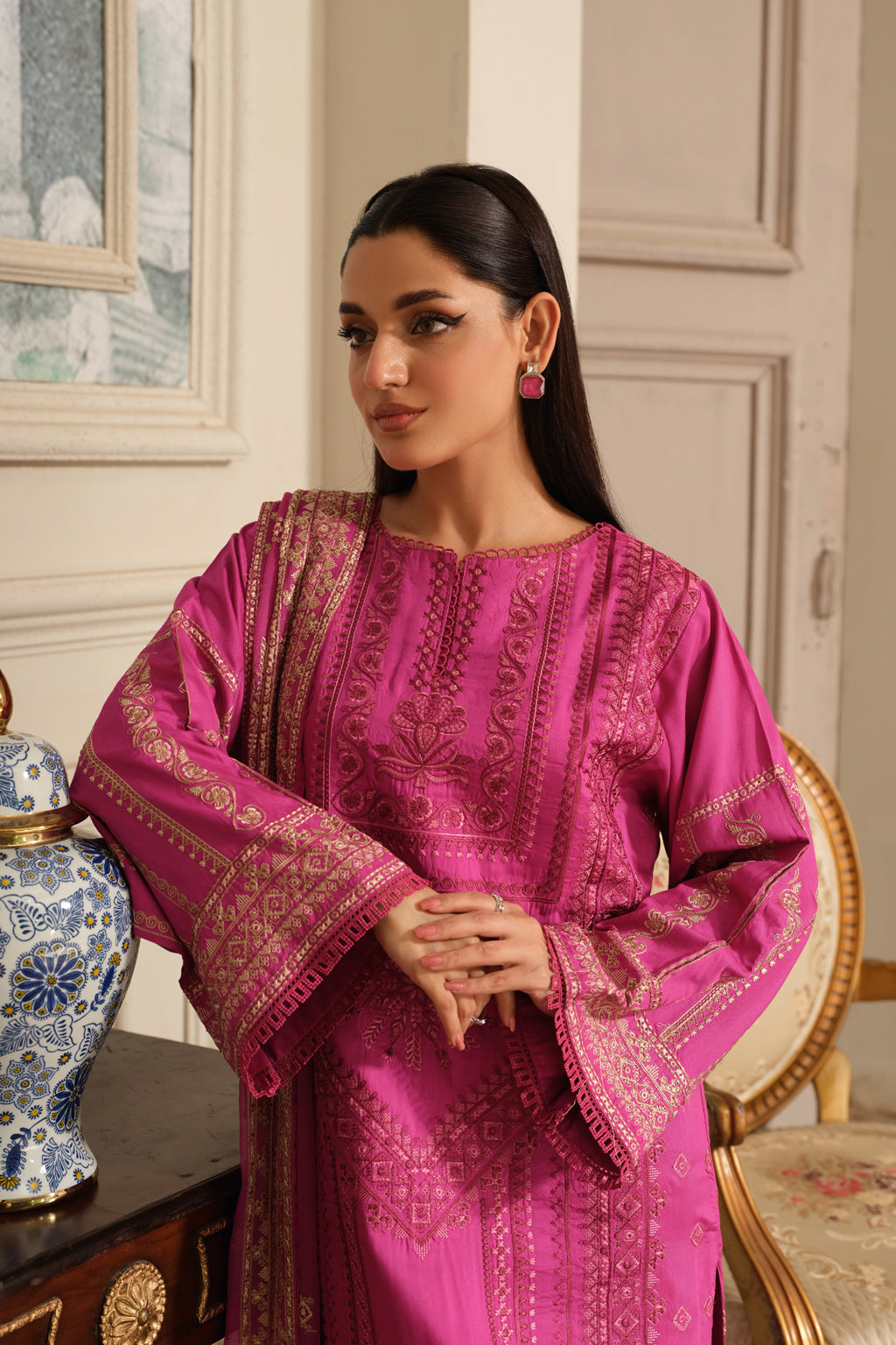 Johra | Silsila Embroidered Viscose | JH-255-SIL - Official Johra stockist in UK - Sakeena London
