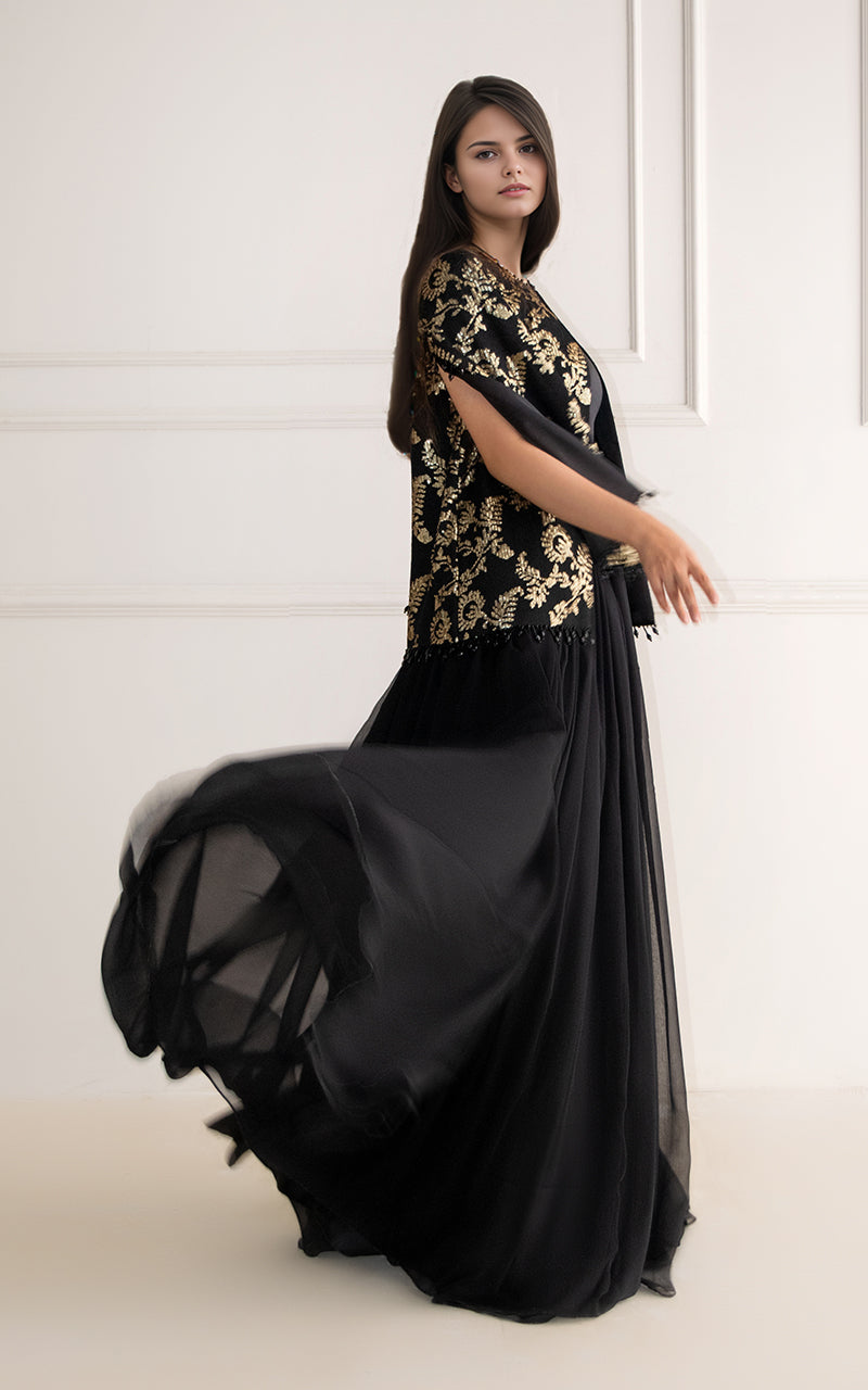 Threads and Motifs | Formal Dresses 25 | Chiffon Embroidered Jacket - Official Threads and Motifs stockist in UK - Sakeena London