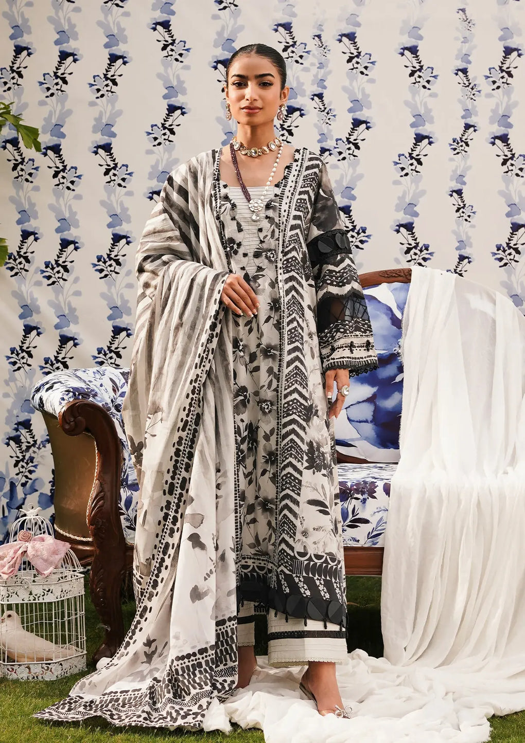 Elaf Premium | Printed Collection 24 | EEP-07B - Black Blossom - Official Elaf Premium stockist in UK - Sakeena London
