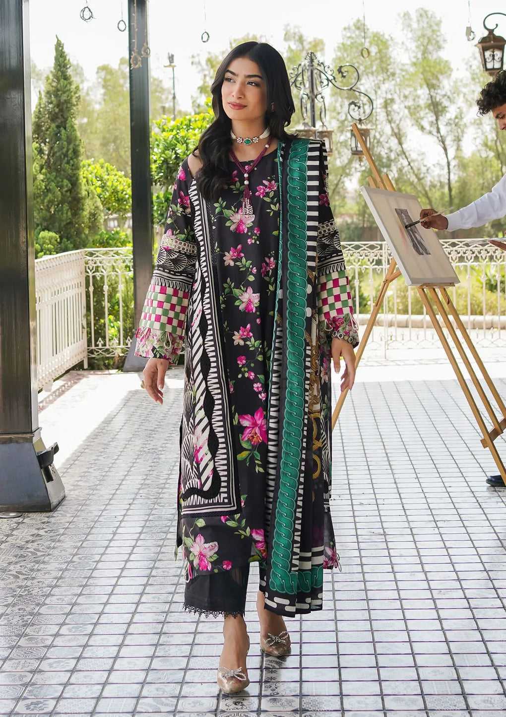 Elaf Premium | Printed Collection 24 | EEP-02A - Dark Floral - Official Elaf Premium stockist in UK - Sakeena London