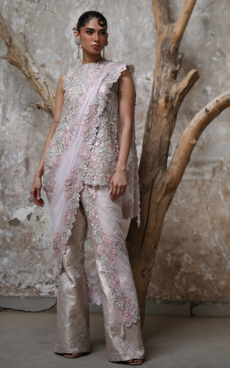 Threads and Motifs | Formal Dresses 25 | Organza Embroidered Shirt - Official Threads and Motifs stockist in UK - Sakeena London