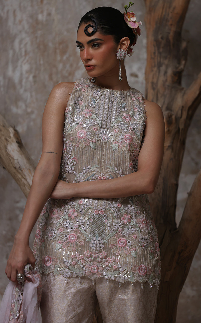 Threads and Motifs | Formal Dresses 25 | Organza Embroidered Shirt - Official Threads and Motifs stockist in UK - Sakeena London