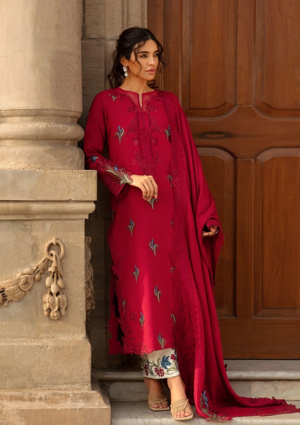 Winter Collection - Crimson - Aaleen - Winter Unstitched 24 - Jurao ka Kaam