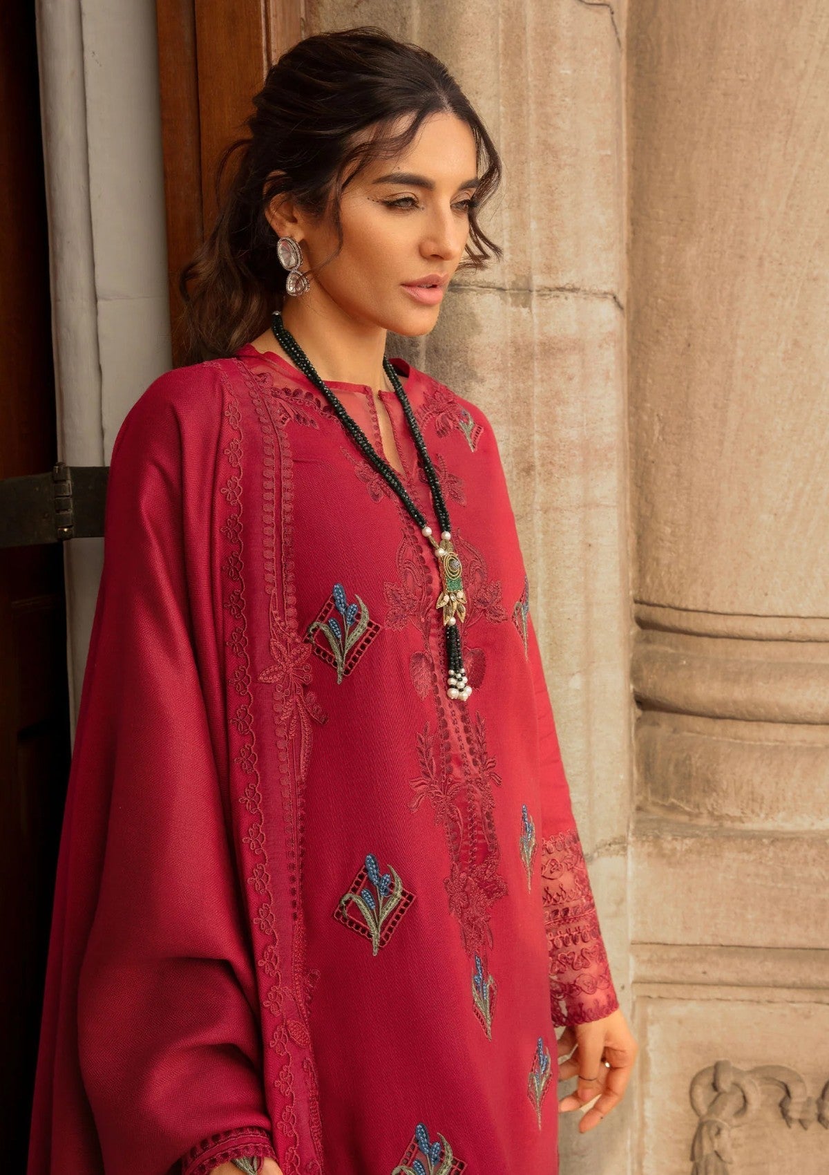 Winter Collection - Crimson - Aaleen - Winter Unstitched 24 - Jurao ka Kaam