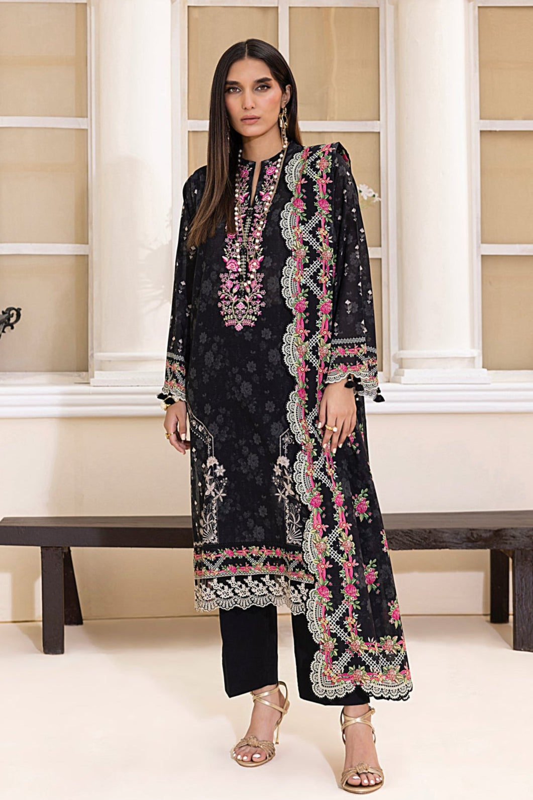 LSM | Embroidered and Printed Lawn | LG-MM-0220 - Official LSM stockist in UK - Sakeena London
