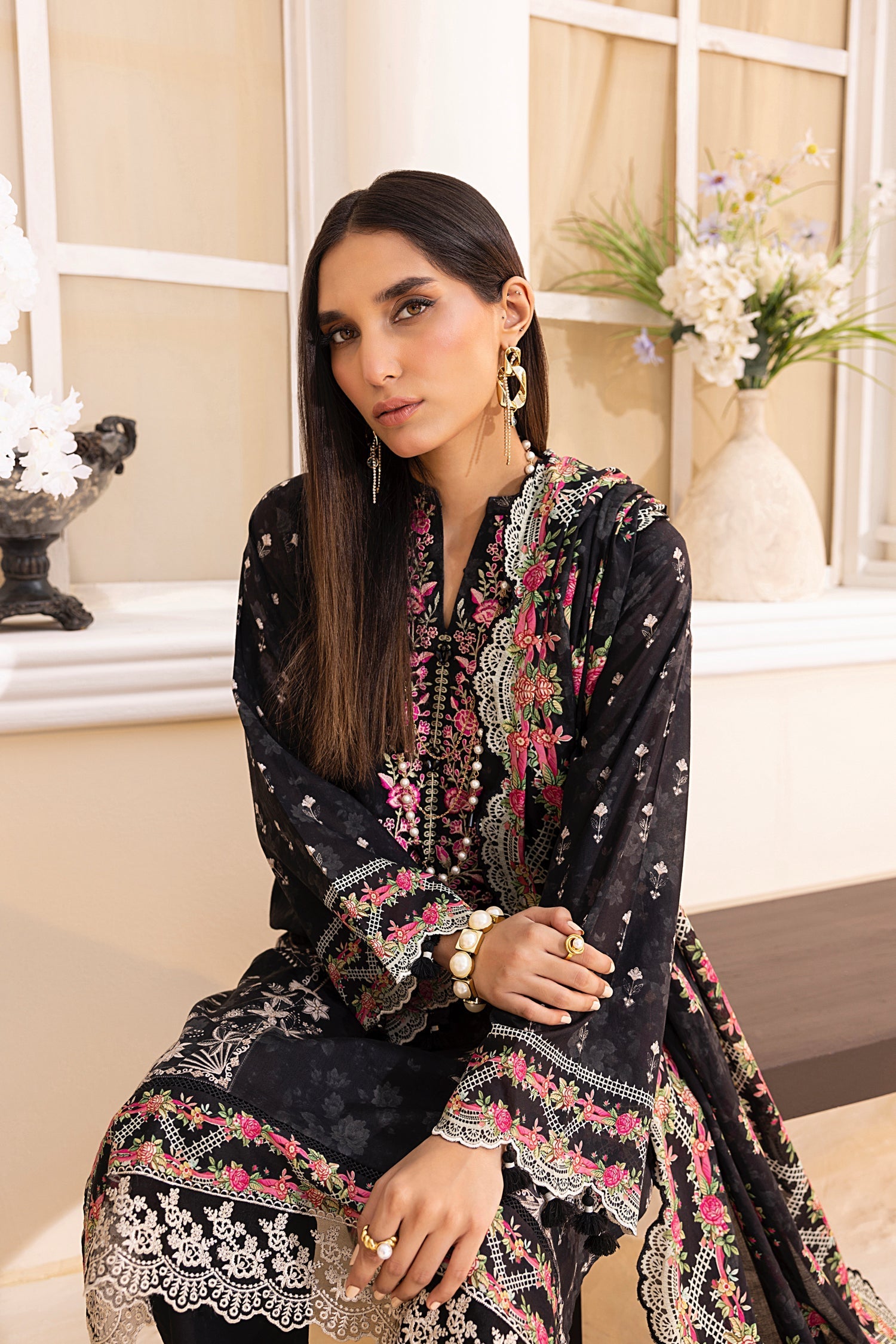 LSM | Embroidered and Printed Lawn | LG-MM-0220 - Official LSM stockist in UK - Sakeena London