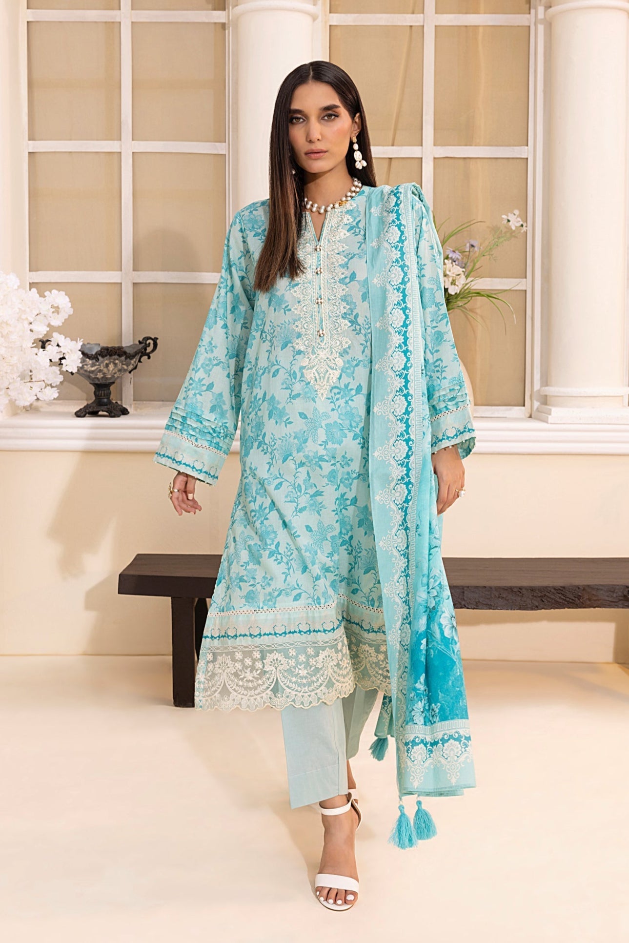 LSM | Embroidered and Printed Lawn | LG-MM-0221 - Official LSM stockist in UK - Sakeena London