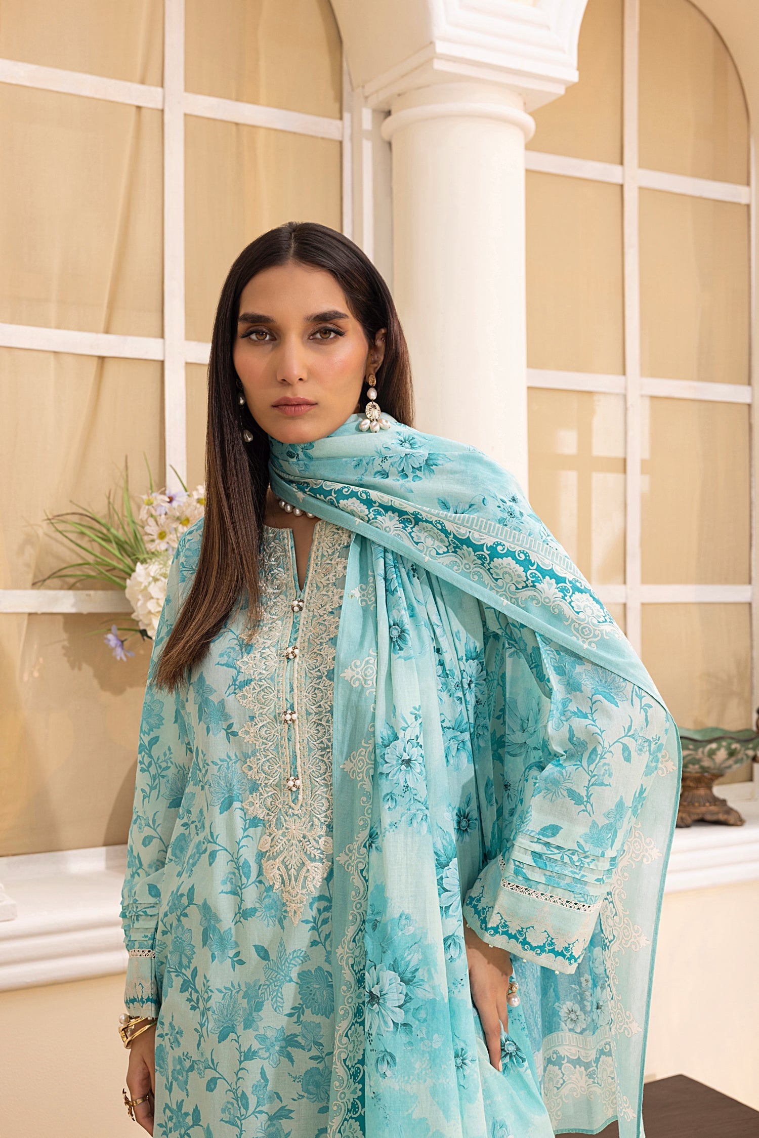 LSM | Embroidered and Printed Lawn | LG-MM-0221 - Official LSM stockist in UK - Sakeena London