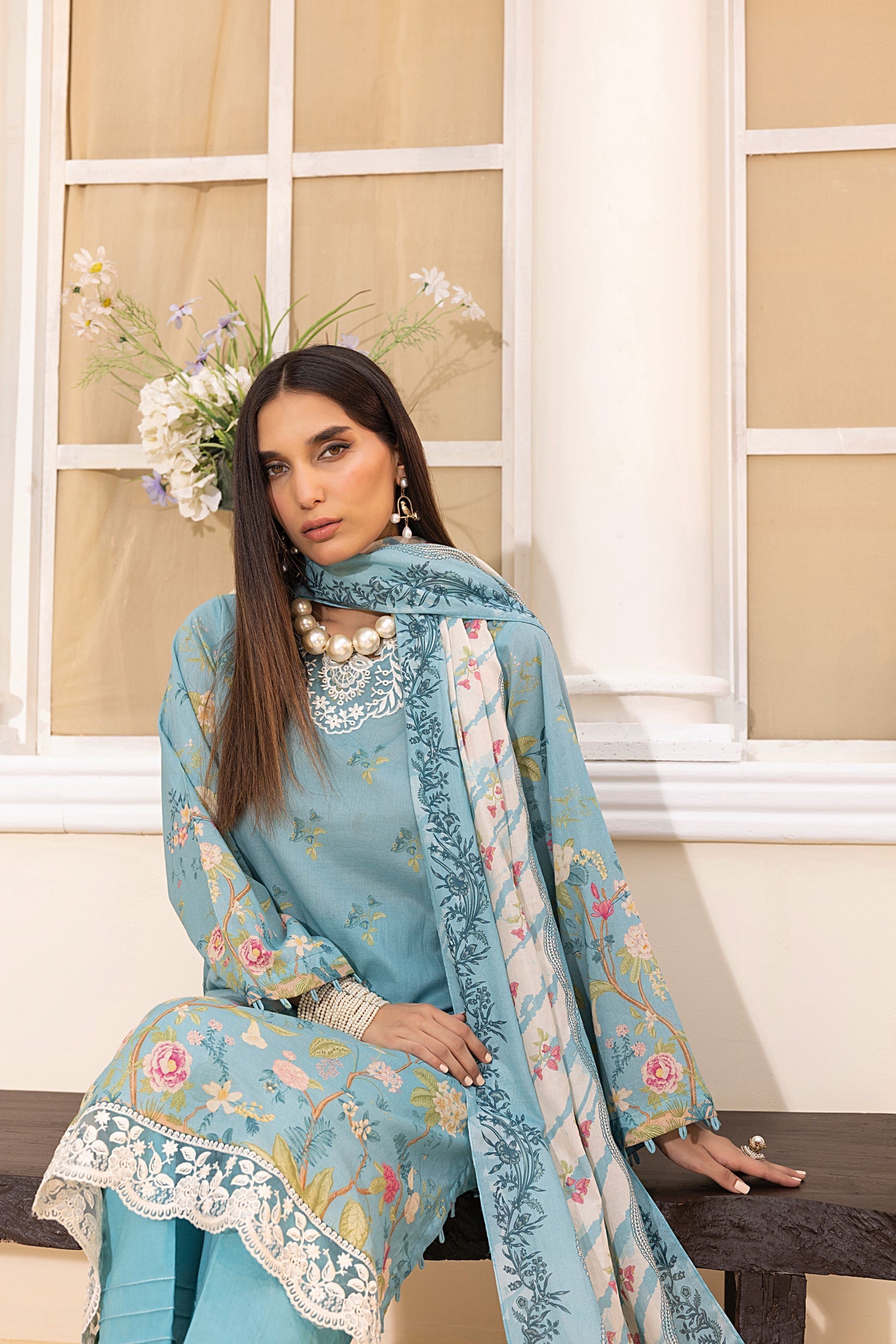 LSM | Embroidered and Printed Lawn | LG-MM-0222 - Official LSM stockist in UK - Sakeena London