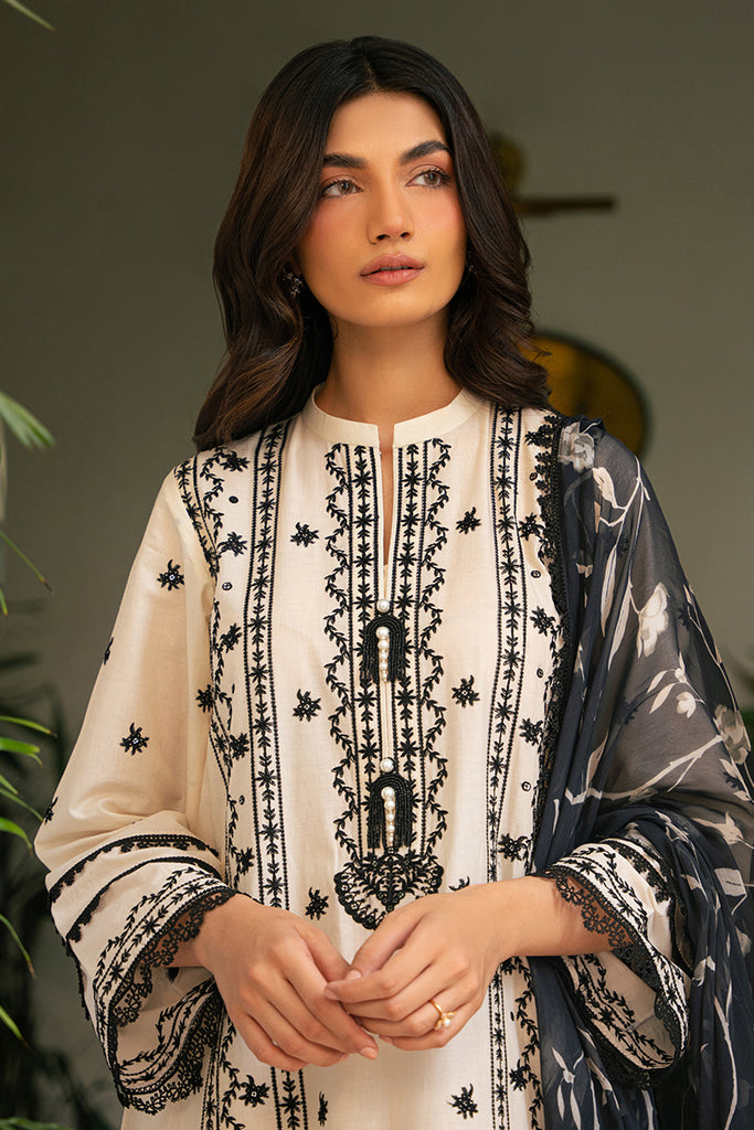 Cross Stitch | Mahiri Embroidered Lawn 24 | IVORY NOIR - Official Cross Stitch stockist in UK - Sakeena London