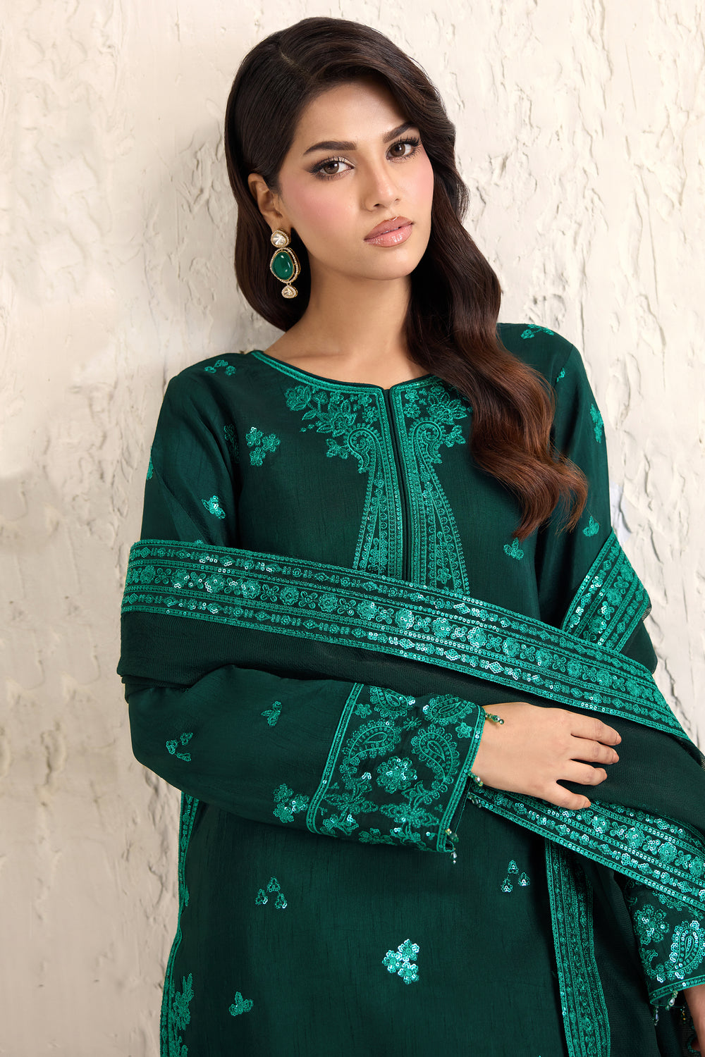 Faiza Saqlain | Reina Formals | Emerald Luxe
