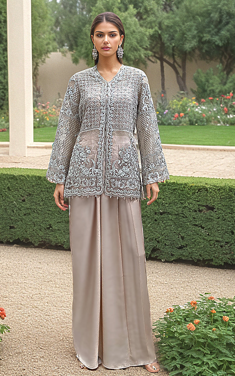 Threads and Motifs | Formal Dresses 25 | Embroidered Jacket With Skirt - Official Threads and Motifs stockist in UK - Sakeena London