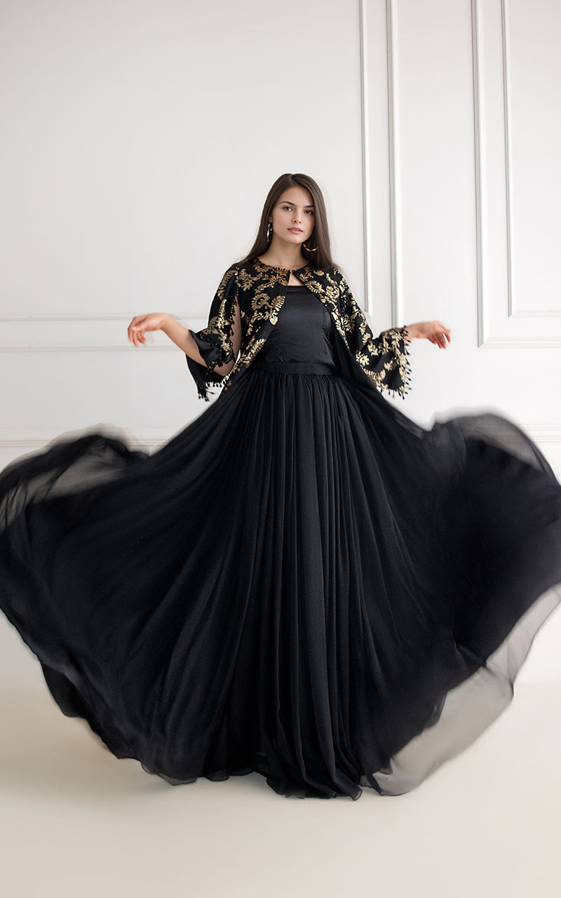 Threads and Motifs | Formal Dresses 25 | Chiffon Embroidered Jacket - Official Threads and Motifs stockist in UK - Sakeena London