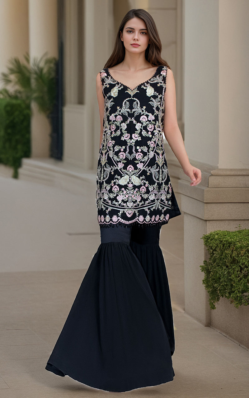 Threads and Motifs | Formal Dresses 25 | Chiffon Embroidered Shirt - Official Threads and Motifs stockist in UK - Sakeena London