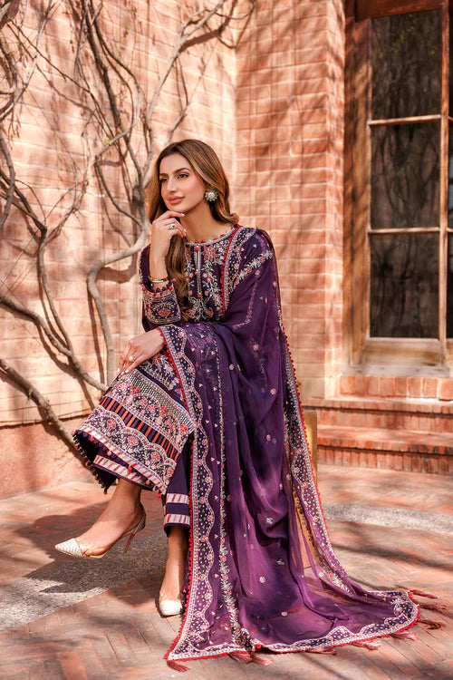 Farasha | Kaavish Lawn 24 | SHADOW BERRY - Official Farasha stockist in UK - Sakeena London