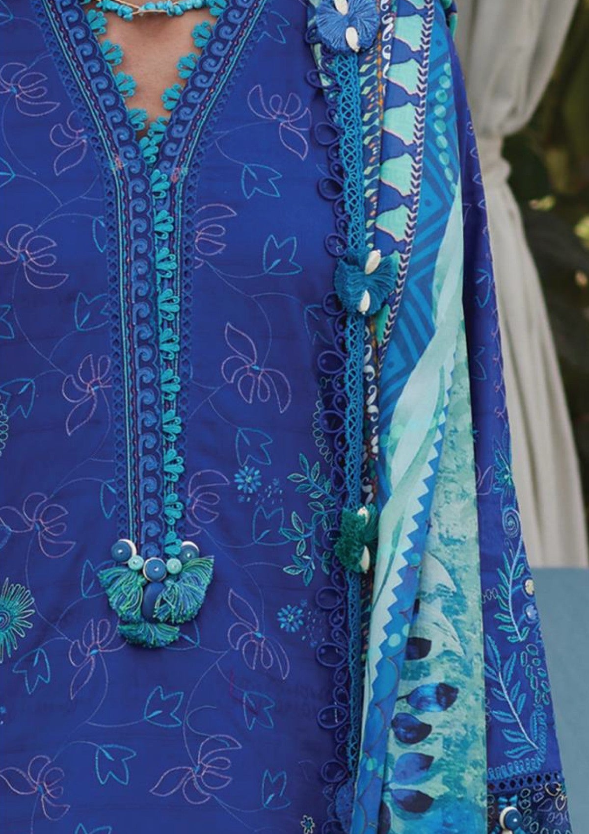 Lawn - Farah Talib Aziz - Luxury Unstitched - FTL25#06 - Beryl Deep Blue