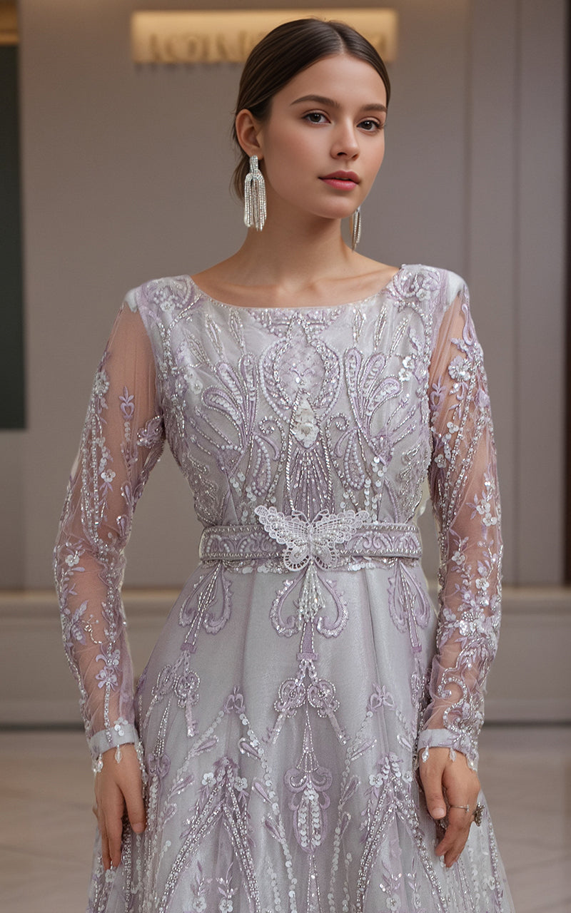Threads and Motifs | Formal Dresses 25 | Net Embroidered Maxi - Official Threads and Motifs stockist in UK - Sakeena London