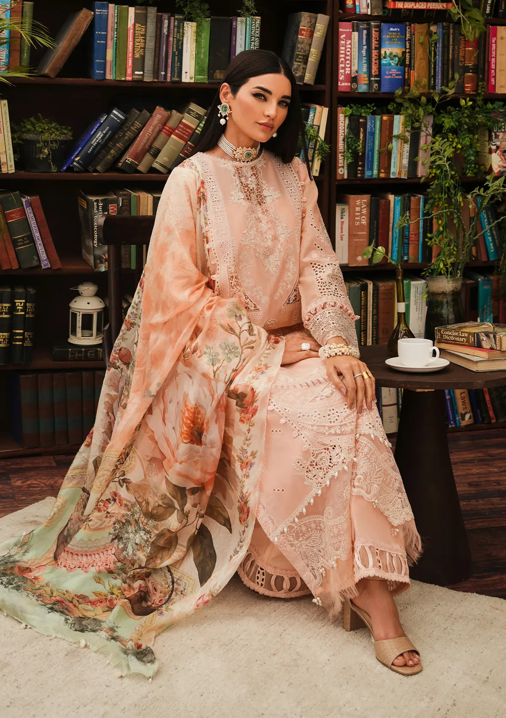 Kahf Premium | Luxury Lawn 24 | KLE-03A Flamingo - Official Kahf Premium stockist in UK - Sakeena London
