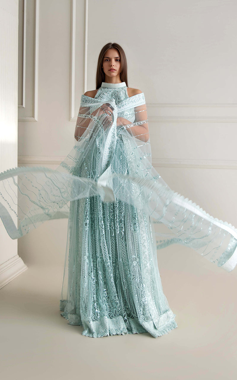 Threads and Motifs | Formal Dresses 25 | Net Embroidered Maxi - Official Threads and Motifs stockist in UK - Sakeena London