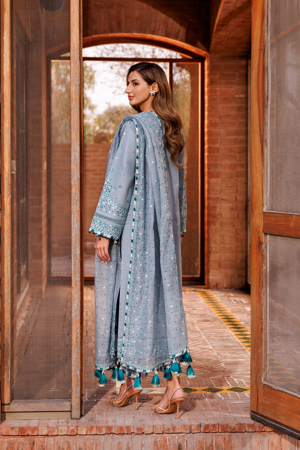 Farasha | Dastoor Embroidered Lawn SS24 | BERYL GREY - Official Farasha stockist in UK - Sakeena London