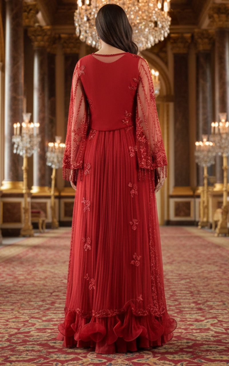 Threads and Motifs | Formal Dresses 25 | Net Embroidered Jacket With Trouser - Official Threads and Motifs stockist in UK - Sakeena London