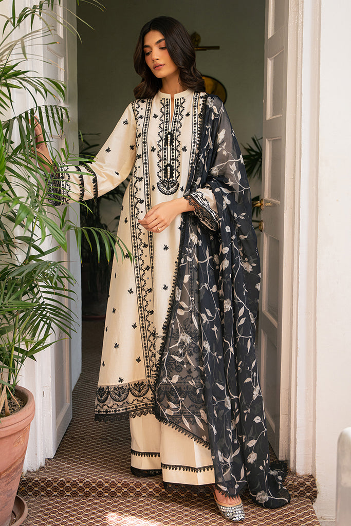Cross Stitch | Mahiri Embroidered Lawn 24 | IVORY NOIR - Official Cross Stitch stockist in UK - Sakeena London