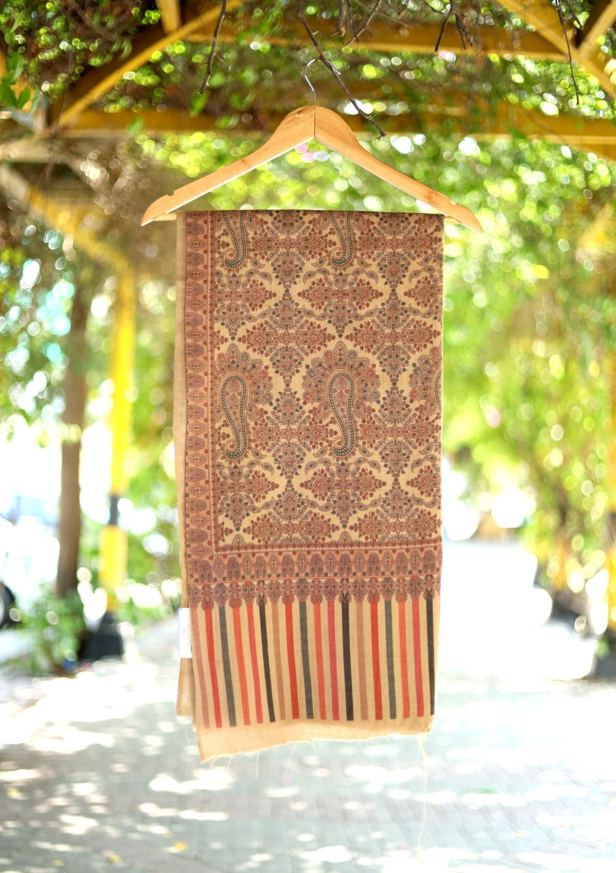 Digital Printed Wool Shawl D - 16 - Brown